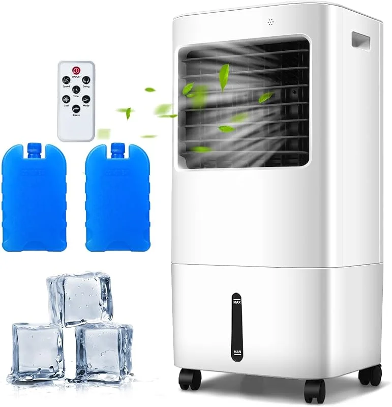 RELAX4LIFE Raffreddatore d'Aria Evaporativo 3 in 1, Serbatoio dell'Acqua 20L, Ventilatore, Umidificatore, 3 Modalità, 4 Velocità, Timer 7, 5H, Telecomando, Adatto per Casa, Ufficio
