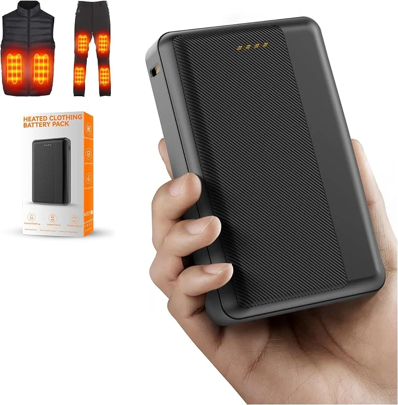 Batteria per gilet riscaldato, 12 V, 3 A, 15000 mAh, uscita CC, ricaricabile, per giacche riscaldanti, cappotti, pantaloni, biancheria intima, con accessori di ricarica — Abbigliamento riscaldato
