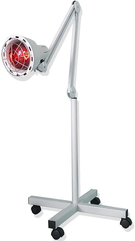 Lampada per terapia a infrarossi, luce rossa per il trattamento di riscaldamento con testa rotante, temperatura e tempo regolabili, 275W & bianco