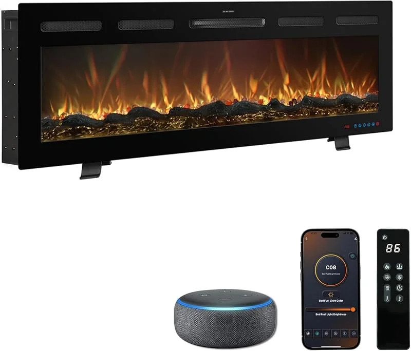 Galaxy Pro Caminetto Elettrico WiFi 127cm, Alexa, 750, 1500W — Riscaldamento