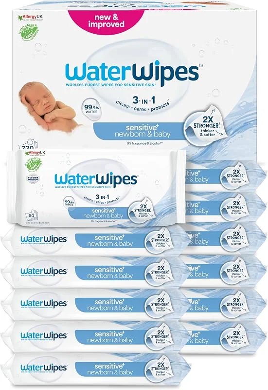 WaterWipes Sensitive+ Newborn & Baby Wipes, 18 Confezioni — Umidificatore