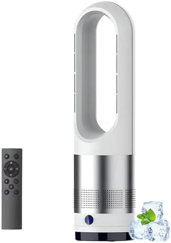 Termoventilatore Senza Pale Ventilatore a Torre Caldo e Freddo con Telecomando da 18 Pollici oscillante 80° 8 velocità Timer Ore ventilatori circolazione d'Aria per Ufficio Intern — Riscaldamento