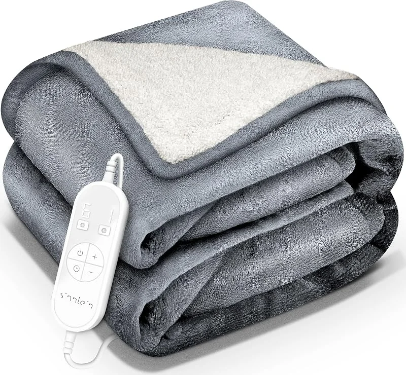 sinnlein® Coperta Elettrica 160x120cm con spegnimento automatico, 9 Livelli di Riscaldamento, Timer, Riscaldamento Rapido, Per Divano, Letto