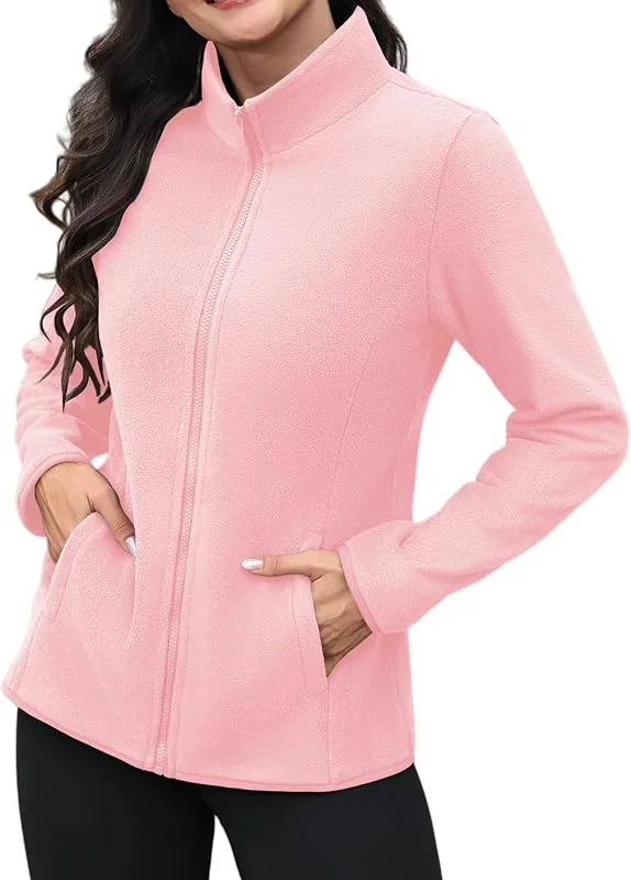 Zeagoo Giacca in Pile Donna Giacca Collo Alto Cerniera e 4 Tasche Casual — Abbigliamento riscaldato