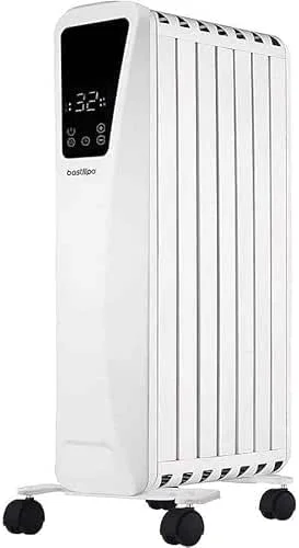 Bastilipo Fenix 2-2000 - Radiatore a olio - 2000 W potenza - Display LED tattile - 3 livelli di potenza - effetto camino - 9 elementi, bianco — Riscaldamento