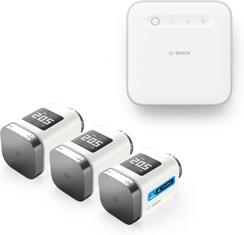 Bosch Smart Home Set iniziale termostato intelligente per radiatori, 1x Controller II, 3x Termostato per radiatori II [+M] antracite — Riscaldamento