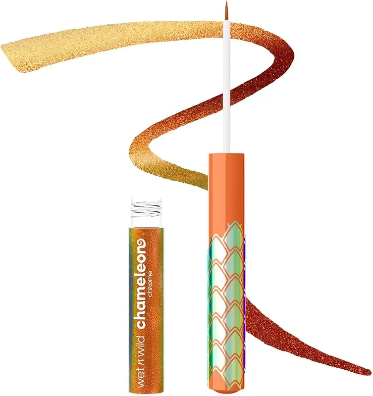 Wet n Wild, Chameleon Chrome Liquid Eyeliner, Pigmenti Colorati che Catturano la Luce, Punta del Pennello di Precisione per Look Versatili, Applicazione Semplice, Turbo Dream — Trucco