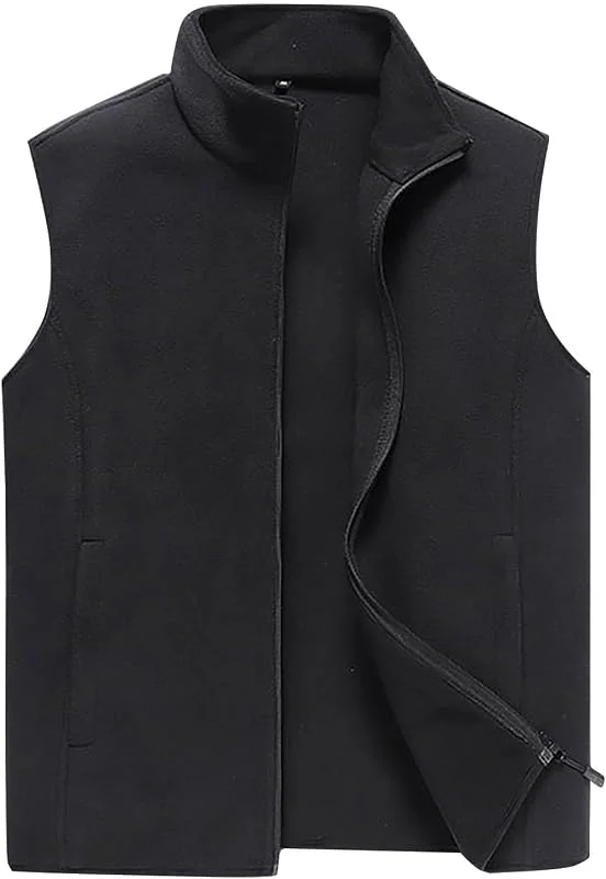 Gilet Uomo Lavoro Invernale Caldo Antivento Senza Maniche Giubbino Casual Taglie Forti Smanicato Cappotto Senza Cappuccio Leggera con Zip Giacca Softshell Corto Da Lavoro Giubbotto Trekking Riscaldato — Abbigliamento riscaldato