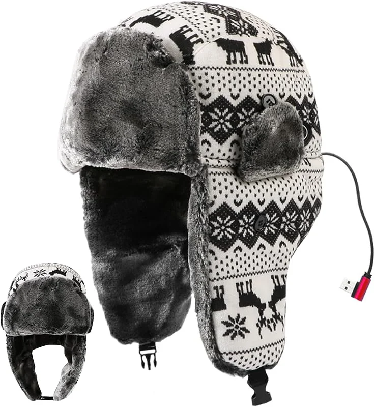 Generico Cappello Ushanka Riscaldato USB Caldo E Morbido in Peluche con Tre — Abbigliamento riscaldato