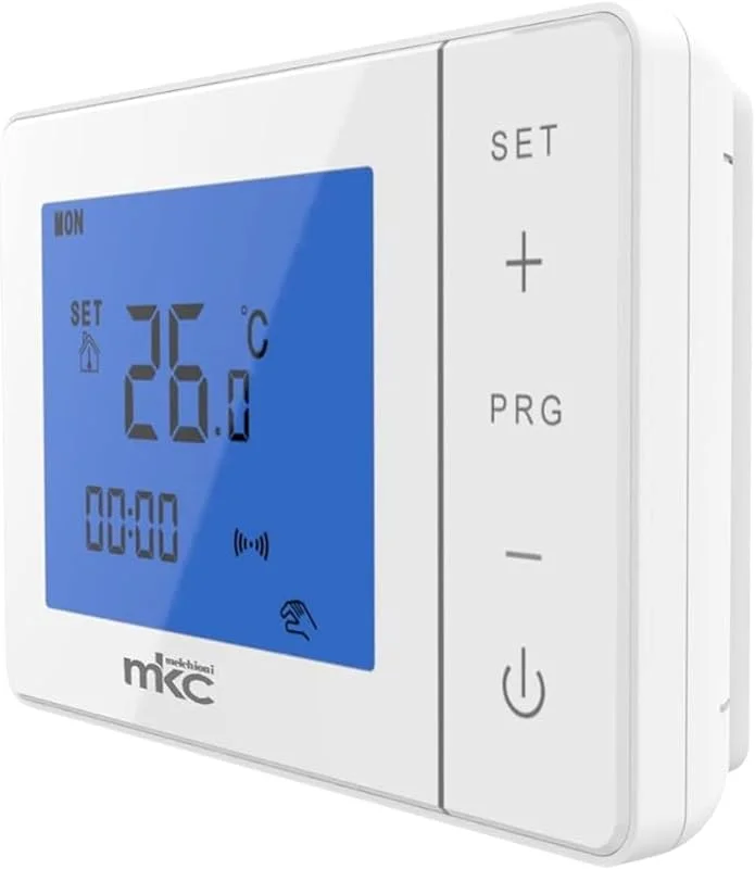 Melchioni MKC Cronotermostato Digitale MK-683 con programmazione Settimanale a Batteria, Design elegante e Display Retroilluminato adatto per Caldaia Murale — Riscaldamento