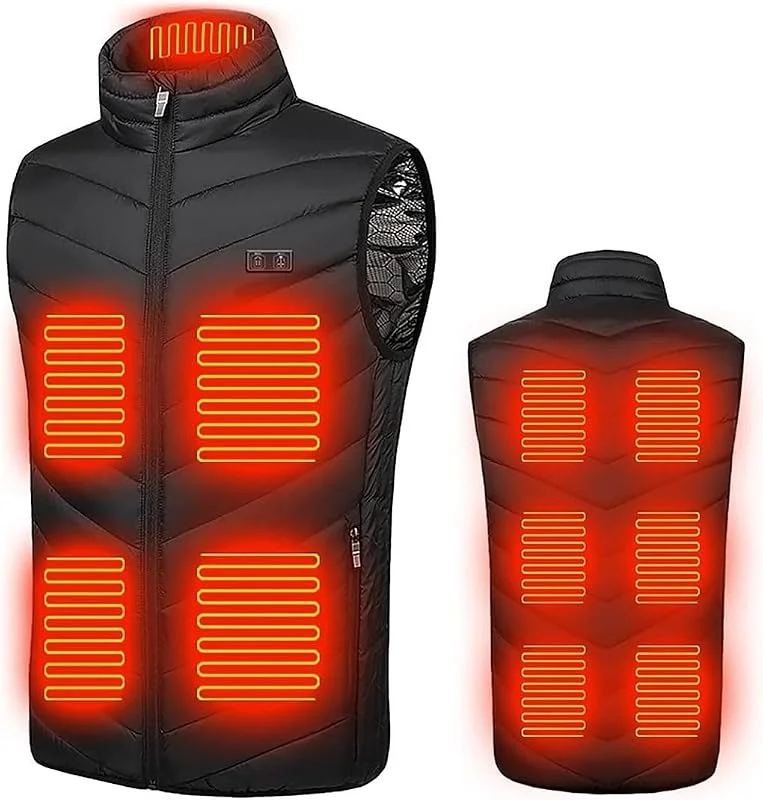 Gilet Riscaldato for Uomo e Donna, Giacca Elettrica Lavabile tramite USB, Cappotto Invernale Impermeabile con 11 Zone di Riscaldamento for Campeggio, Caccia, Pesca e Sci — Abbigliamento riscaldato