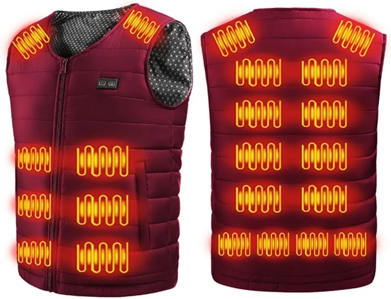 Giacca Invernale riscaldata da Uomo e da Donna, Gilet riscaldato Intelligente for la Caccia, Batteria Ricaricabile Non Inclusa(Rouge, XL) — Abbigliamento riscaldato