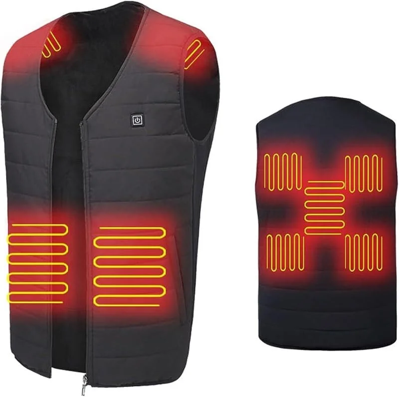 Gilet riscaldato da Uomo e da Donna, Giacca riscaldata a 3 Livelli, Abbigliamento da Esterno for Lo Sci all'aperto, Senza Batteria(5XL(90-97.5kg)) — Abbigliamento riscaldato