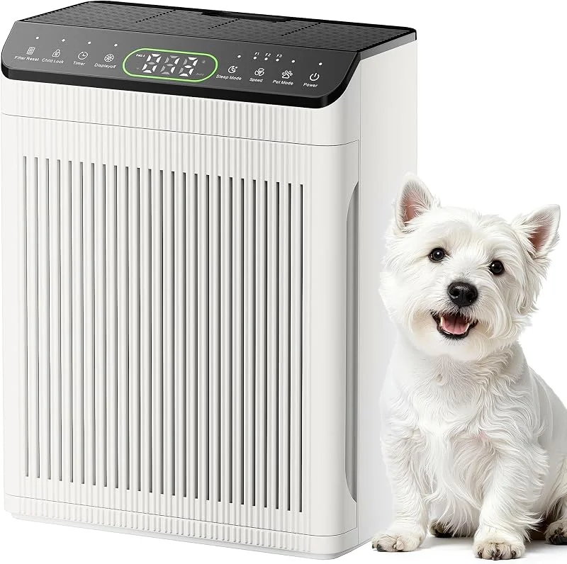 Purificatori d'aria per animali domestici fino a 2200 mq, purificatore d'aria per grandi stanze con display e fragranza PM2, 5, filtro HEPA lavabile per peli di animali domestici, polvere di — Umidificatore
