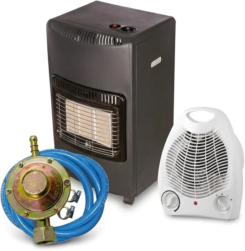 Stufa a Gas Caldo Bagno 2000w regolatore e tubo Bombola Infrarossi Portatile Potenza 4.2 kW colore Nero - JR-138A — Riscaldamento