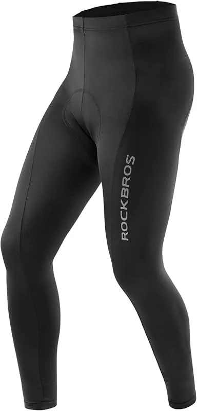 ROCKBROS Pantaloni da Ciclismo Uomo, Pantaloni Lunghi a Compressione, Pantaloni con Spugna Imbottitura Bici MTB, Elastici e Traspiranti per Autunno, Primavera M-3XL — Abbigliamento riscaldato