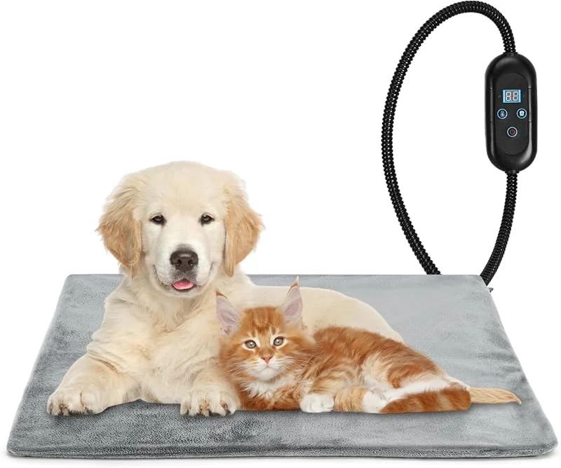 Podazz Tappetino Riscaldante Elettrico per Cani e Gatti 40x50cm - Cuscino Termico con Timer Automatico, 6 Livelli Temperatura Regolabile, Antimorso, Impermeabile, Copertura in Peluche Lavabile — Riscaldamento