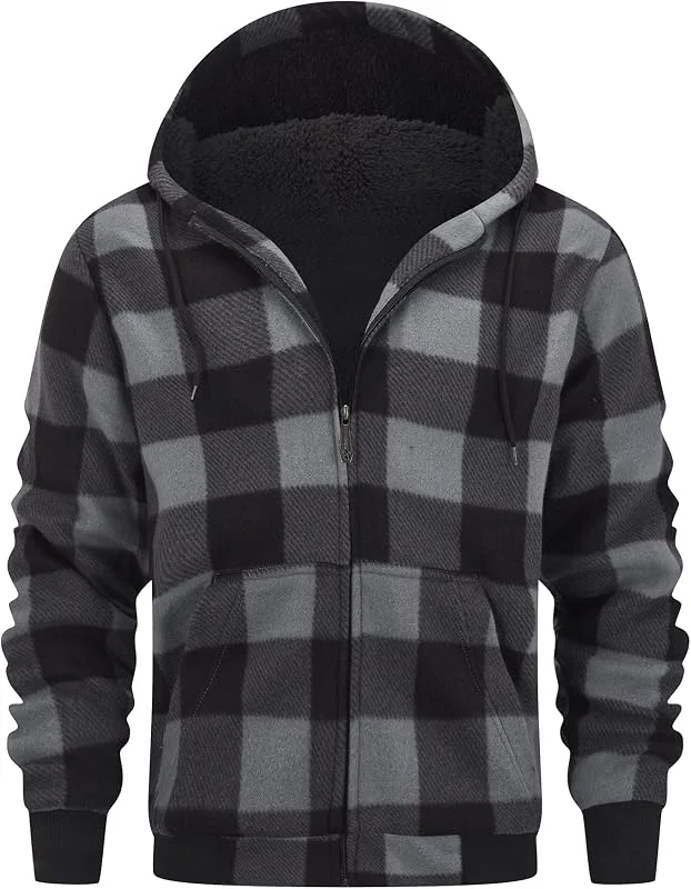 geeksport Felpa da Uomo con Cappuccio e Full Zip Fleece Hoodies for Men Sportive Inverno — Abbigliamento riscaldato