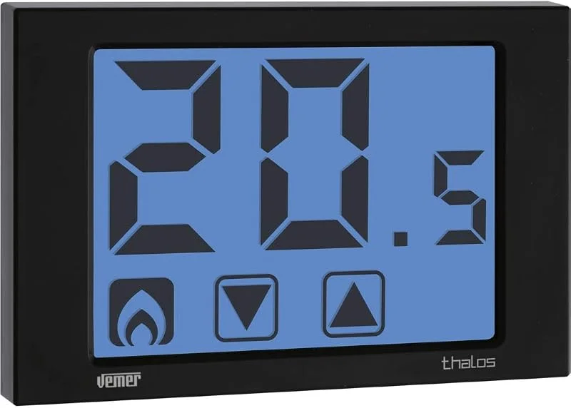 VEMER VE433900 THALOS - Termostato Digitale da Parete, Display Touch Screen, Alimentazione a Batterie, Nero — Riscaldamento