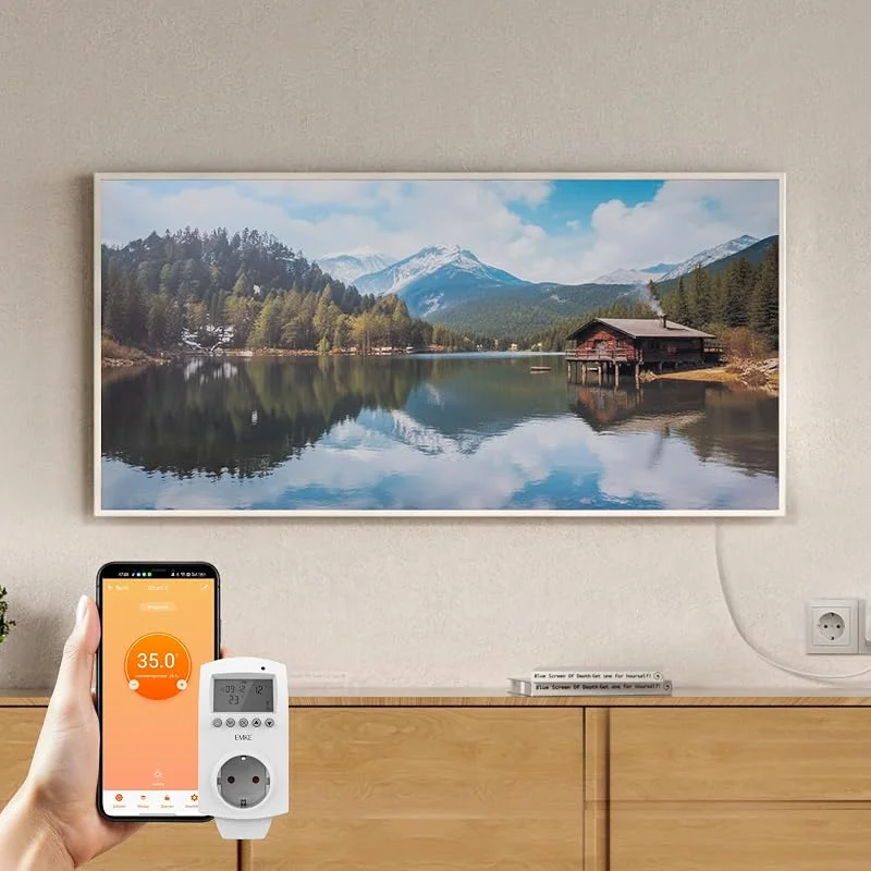 EMKE Pannello Riscaldante a Infrarossi 1200 W, Quadro Montagna e Lago — Riscaldamento