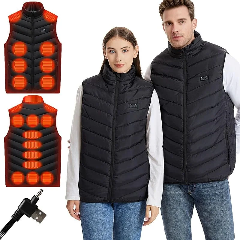 Amurhey Gilet riscaldato da uomo e da donna con 21 zone riscaldate e compatibile con 5 V, 7, 4 V, 2025 nuovo – Giubbotto termico riscaldabile, unisex, caldo, lavabile (senza power bank) — Abbigliamento riscaldato