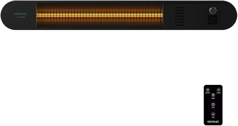Cecotec Riscaldamento Esterno di Parete Ready Warm 8600 Power Gold. 2000 W, IP55, Sistema di Riscaldamento Gold, Telecomando a Distanza, Kit Di Montaggio