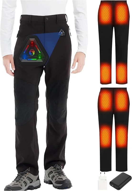 CYCYHEAT Pantaloni riscaldanti da donna e uomo con batteria 7, 4 V 20000 mAh e controllo 4 in 1 – Pantaloni termici impermeabili aventi — Abbigliamento riscaldato