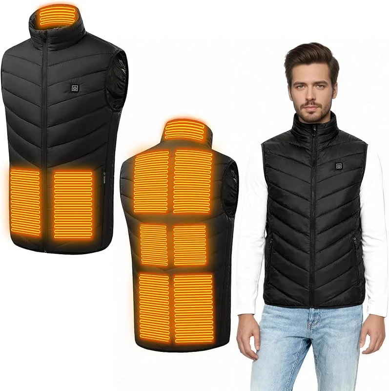 Herbst Gilet riscaldabile da uomo e donna, con 9 zone di riscaldamento, 3 temperature regolabili, gilet termico, unisex riscaldato, giacca riscaldabile, per sport invernali, attività all'aperto — Abbigliamento riscaldato