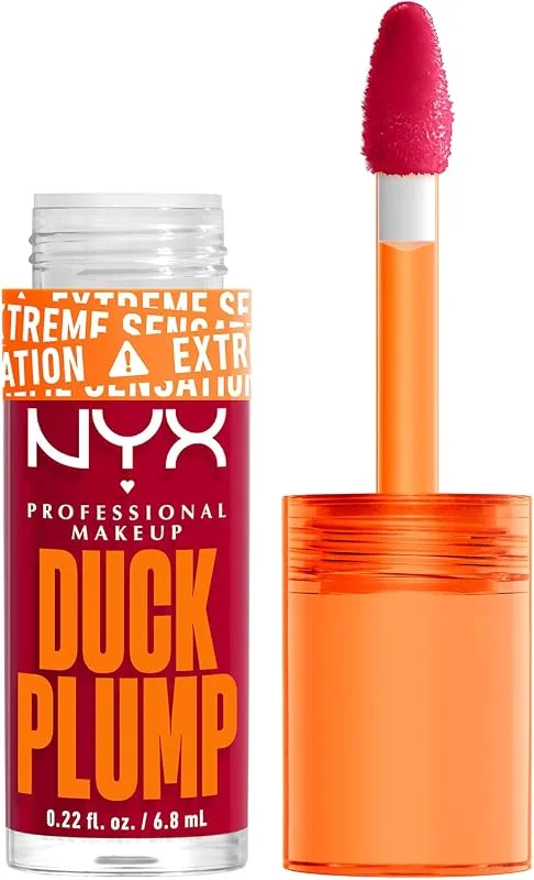 NYX Professional Makeup Gloss Rimpolpante, Altamente Pigmentato, Volume Immediato e Duraturo, Arricchito con Zenzero Piccante, Duck Plump, Tonalità: Hall Of Flame, 6, 8 ml — Trucco