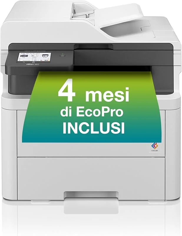 Brother MFCL3740CDWE, Multifunzione LED a Colori, Ecopro ready, 18 ppm — Riscaldamento