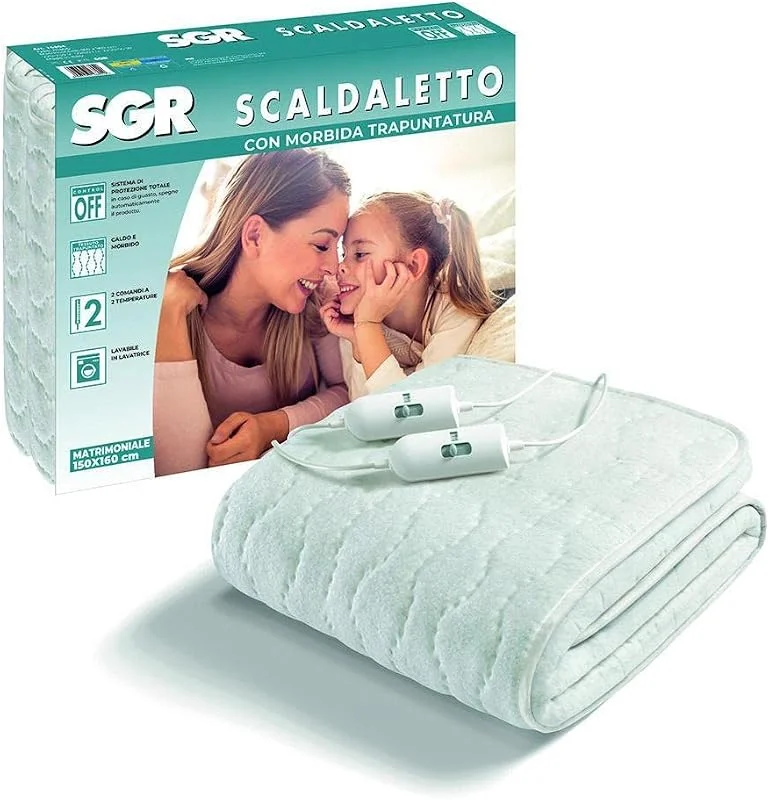 Scaldaletto Termocoperta Sgr 16804 - Coperta elettrica Matrimoniale - 150 x 160 cm - Lavabile - Pote — Riscaldamento