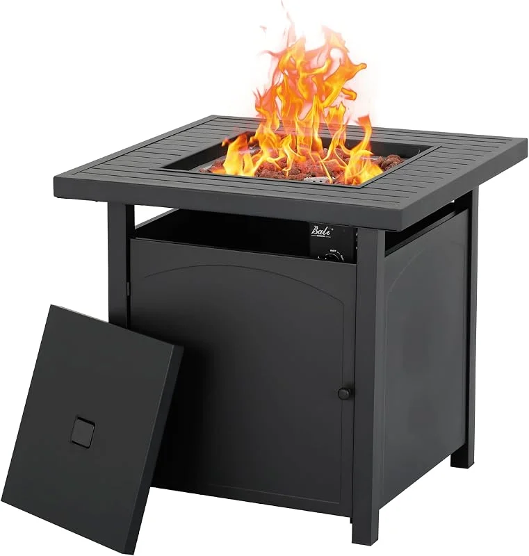 BALI OUTDOORS Brasile a Gas, Riscaldatore a Gas Esterno Giardino e Terrazza - Vera Fiamma - Riscaldatore supplementare -Camino a Gas con Pietre Laviche — Riscaldamento