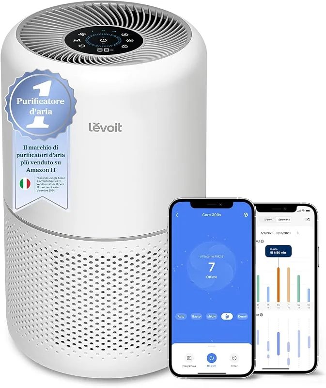 Levoit Purificatore d'Aria Smart per Allergie, CADR 258m³, h, 54㎡, Core300S — Umidificatore