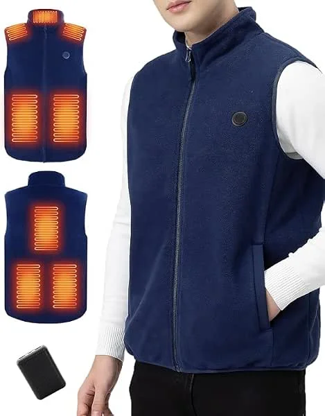 Mincoo Gilet Riscaldato Uomo con Power Bank 5V 10000mAh - Giubbotto Riscaldante con 3 Velocità di Temperatura, Gilet Termico Autoriscaldante per Lavoro all'Aperto, Sci, Escursionismo e Pendolarismo — Abbigliamento riscaldato