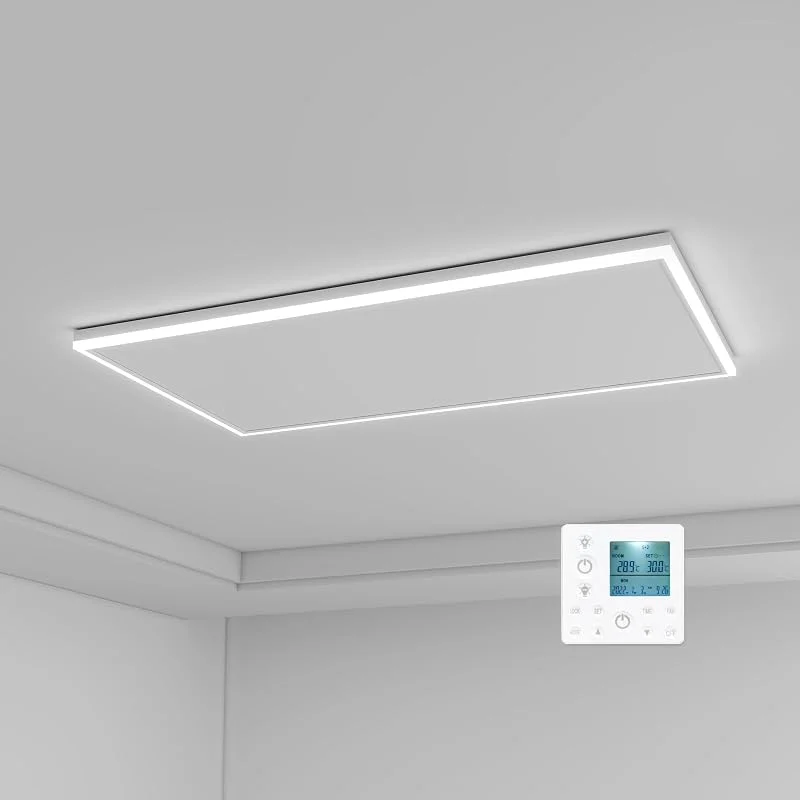 Riscaldamento a infrarossi con termostato, 700 W, illuminazione a LED, luce bianca fredda, bianco caldo, luminosità regolabile, riscaldamento a infrarossi, pannello riscaldante