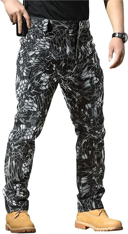Pantaloni cargo da uomo, resistenti, ripstop, mimetici, militari, con tasche multiple, pantaloni tattici casual, gamba dritta, vestibilità regolare, pantaloni chino — Abbigliamento riscaldato