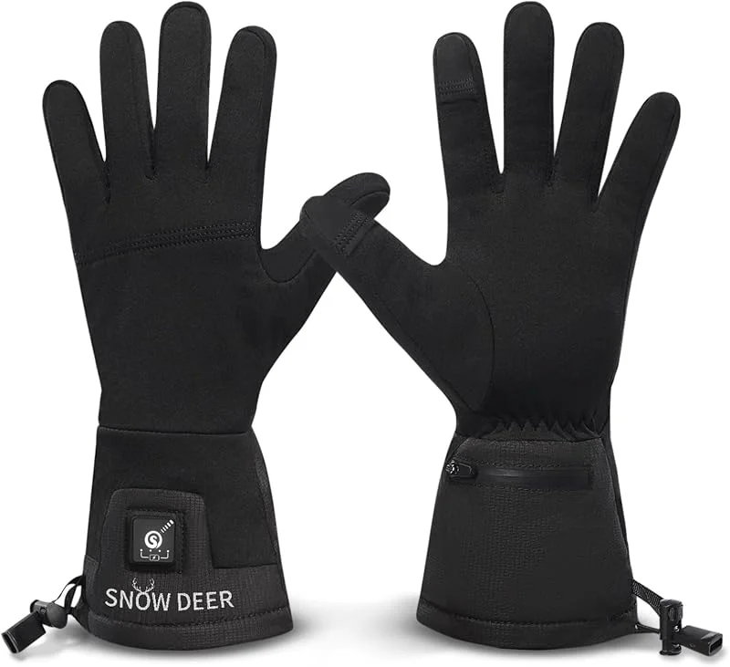 SNOW DEER Guanti riscaldabili per uomo e donna, 7, 4 V, 2200 mAh, ricaricabili, scaldamani per neve, sci, pesca, equitazione, ciclismo, campeggio, motociclismo — Abbigliamento riscaldato