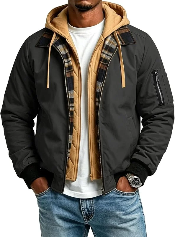 Giacca Uomo Invernale Autunnale Con Cappuccio Termici Giacca — Abbigliamento riscaldato