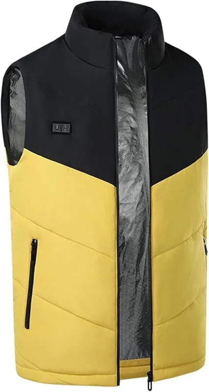Gilet riscaldato in Pile Leggero con Batteria USB Unisex(Jaune, L) — Abbigliamento riscaldato