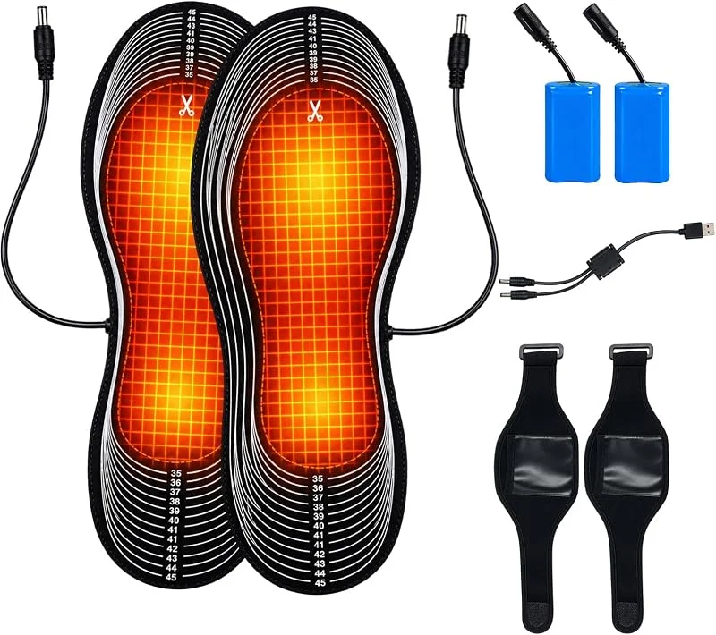 Solette riscaldate ricaricabili, Solette riscaldanti per piedi, solette lavabili elettriche portatili tagliabili — Abbigliamento riscaldato