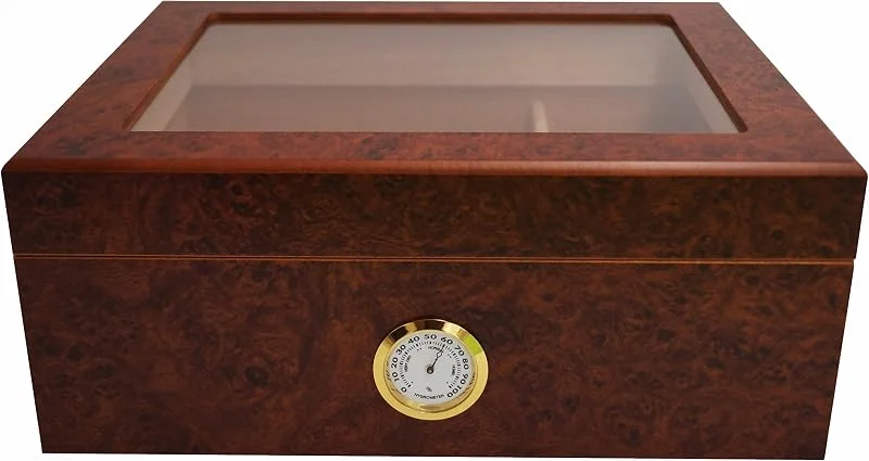 GERMANUS Sigari Humidor Desk I con igrometro e umidificatore e GERMANUS Manuale Marrone