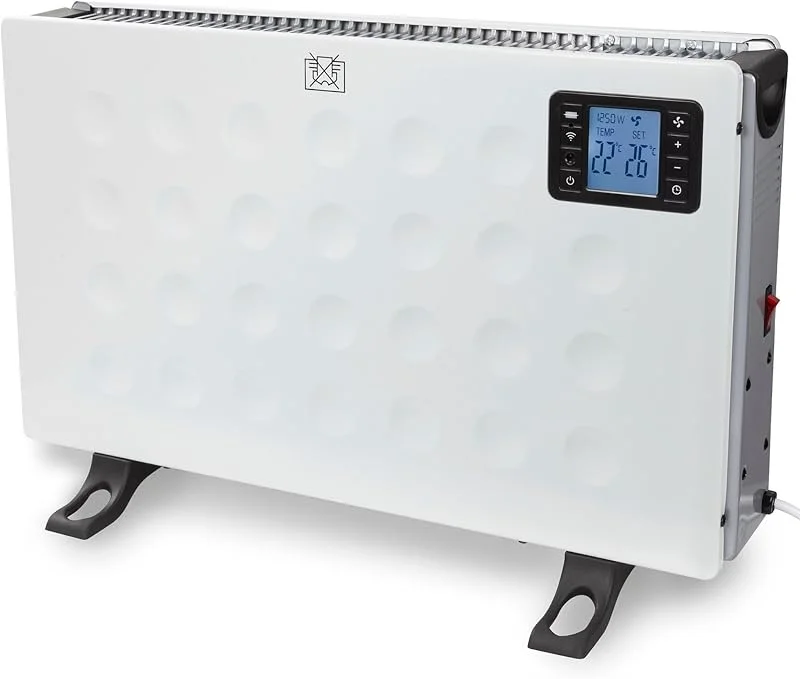 Perel Termoconvettore smart 2000W con 3 livelli di calore, termostato, IP20, protezione surriscaldamento, portatile con telecomando e controllo tramite app Tuya, per ambienti fino a 60 m³