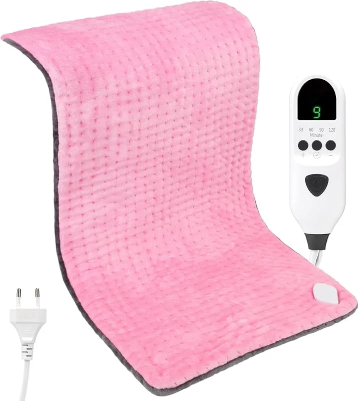 Tappetino riscaldante in flanella a doppio strato, regolatore di temperatura a 9 passaggi e 4 timer, lavabile in macchina, morbido e pro-pelle, per collo, spalle (Rosa, 30x60cm) — Riscaldamento