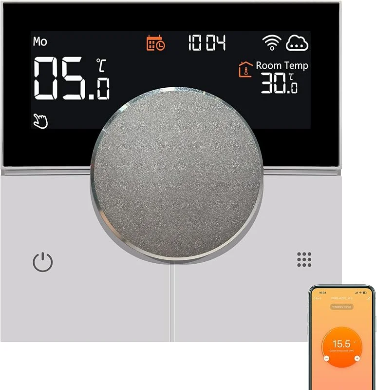 KETOTEK Termostato WiFi per Riscaldamento a Pavimento Elettrico, Smart Programmabile Termostato Ambiente 16A con Sonda, Cronotermostato Compatibile con Alexa Smart Life App Comando Vocale, Telecomando