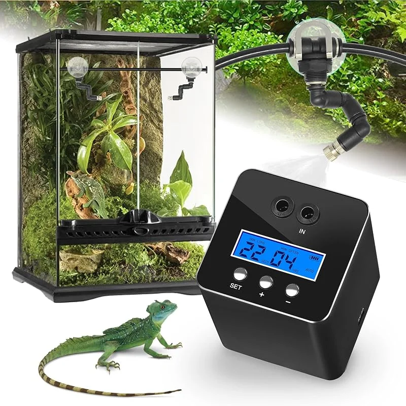 Reptile Mister System, umidificatore per rettili per terrari, con 2 ugelli spray per rettili, serpenti, rane, piante — Cura della pelle