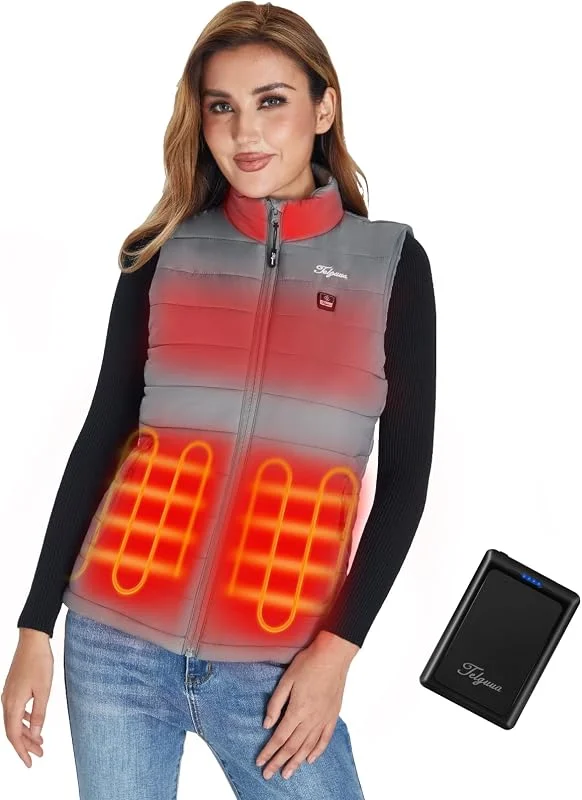 Telguua Gilet Riscaldato Donna con PowerBank 10000mAh Giubbotto Riscaldata — Abbigliamento riscaldato