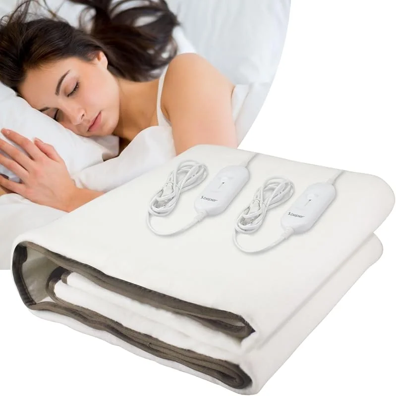 BEPER P203TFO111 Scaldaletto Matrimoniale, 2 Zone con Comandi Indipendenti, 3 Temperature, Lavabile, Spegnimento Automatico, 160x140 cm — Riscaldamento