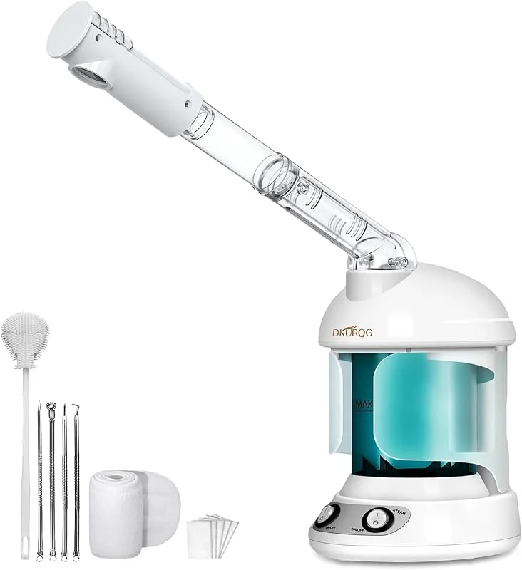 Vaporizzatore facciale nano ionico per una pulizia profonda, vapore portatile all'ozono con braccio girevole estensibile a 360°, umidificatore per soggiorno a casa, spa o cura