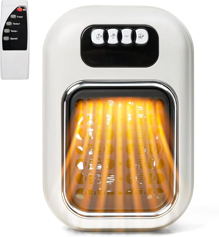 Prese termosifoni in ceramica da 600 W, con termostato, in ceramica, PTC, timer da 1 a 12 ore e indicatore LED, termostato regolabile per camera da letto, ufficio, cucina, bianco — Riscaldamento