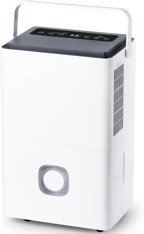 Deumidificatore Casa Muffa Elettrico: 65L, 24h Deumidificatori Ambienti 120㎡Serbatoio 4.5L Scarico Continuo Modalità Smart Silenzioso e Portatile per Bagno Cantina Ufficio Garage Appartamento